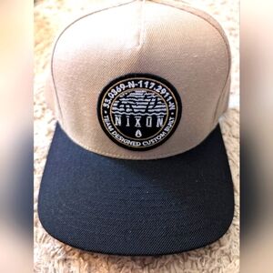 Nixon tan/black wool blend snapback hat osfm